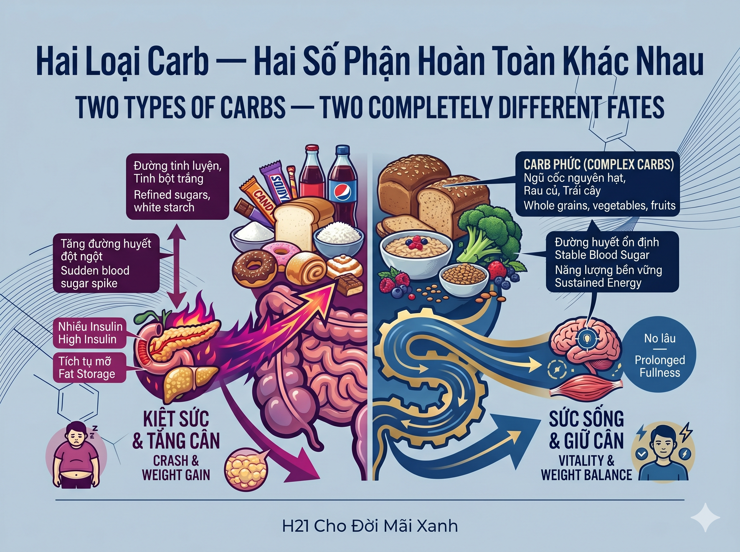Hai Loại Carb — Hai Số Phận Hoàn Toàn Khác Nhau · H21 Cho Đời Mãi Xanh