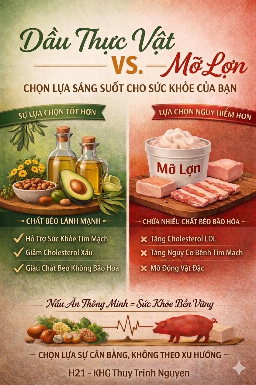 Dầu Thực Vật vs Mỡ Heo — Chọn Lựa Sáng Suốt Cho Sức Khỏe